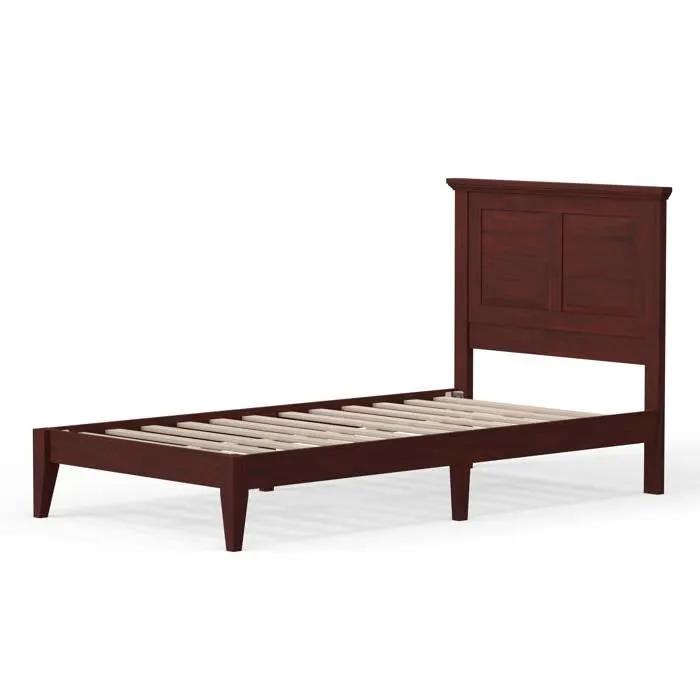 Twin Traditional Solid Oak Wooden Platform Bed Frame with Headboard in Cherry by HomePacific