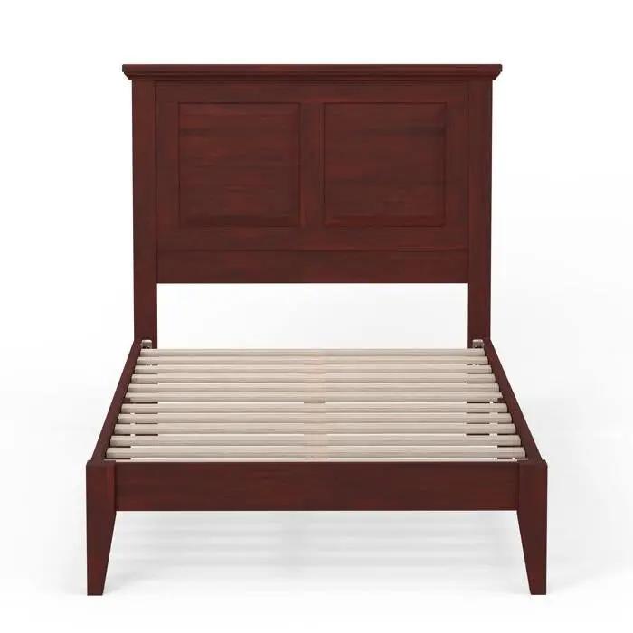 Twin Traditional Solid Oak Wooden Platform Bed Frame with Headboard in Cherry by HomePacific