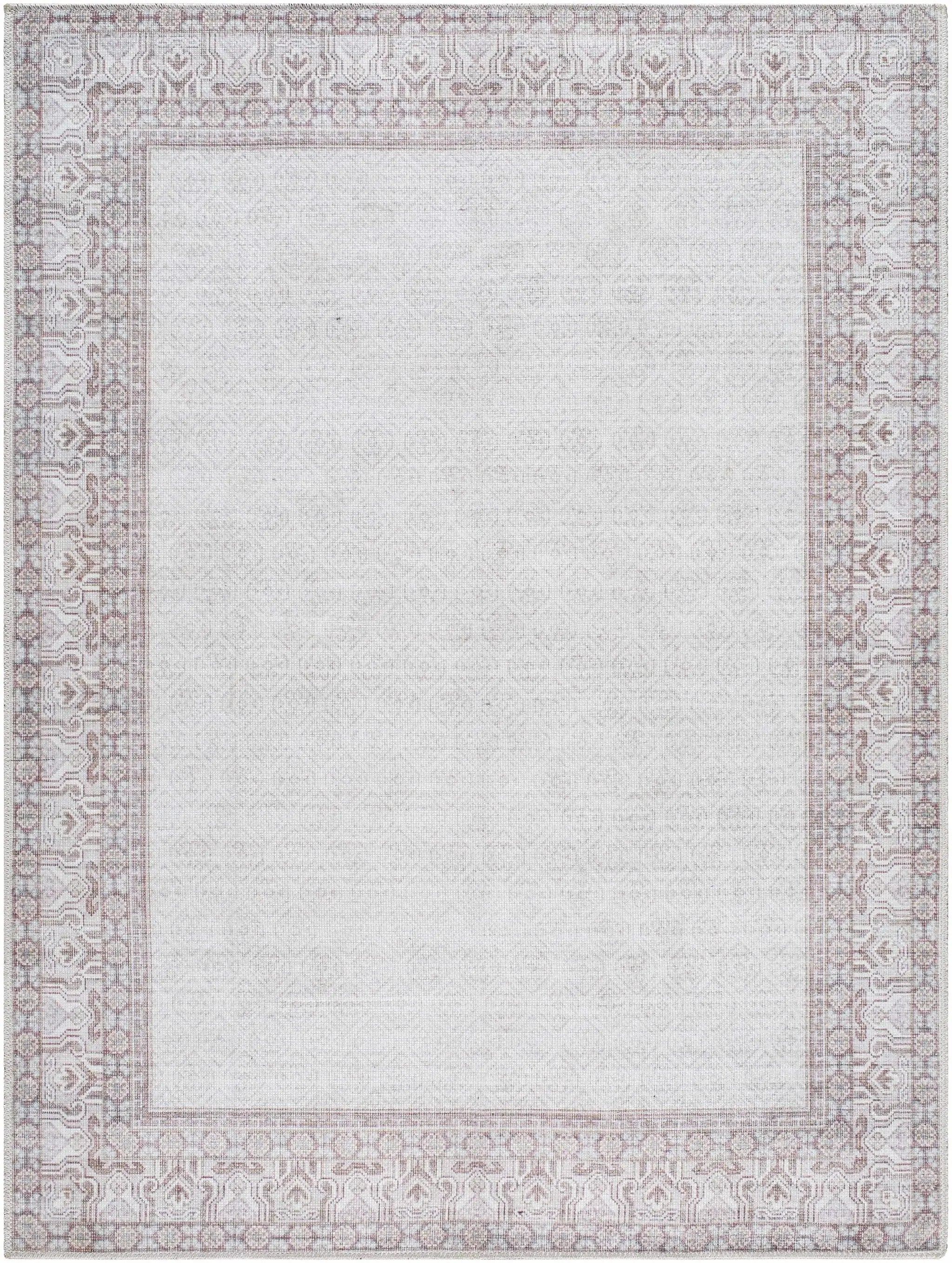Rainier Cottage Border Brown Washable Rug | Our PNW Home X Livabliss by Boutique Rugs