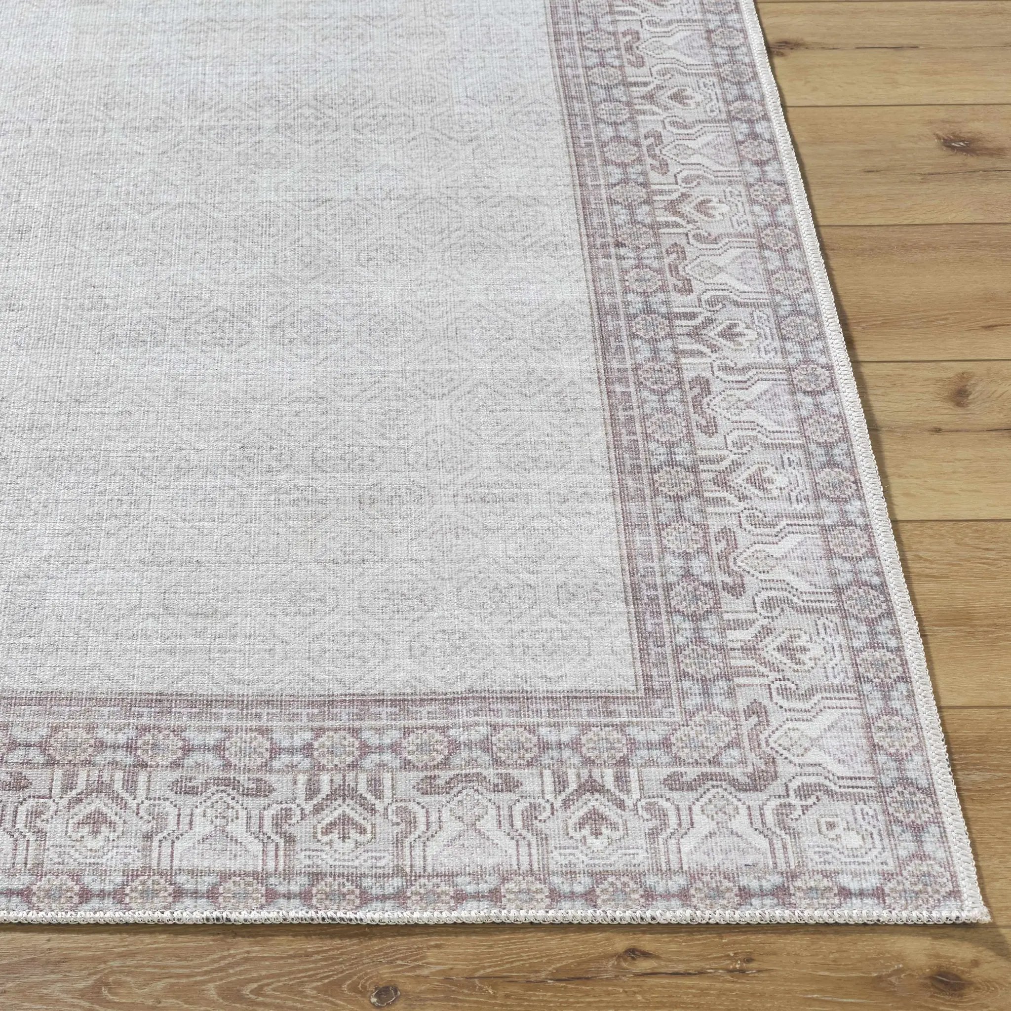 Rainier Cottage Border Brown Washable Rug | Our PNW Home X Livabliss by Boutique Rugs