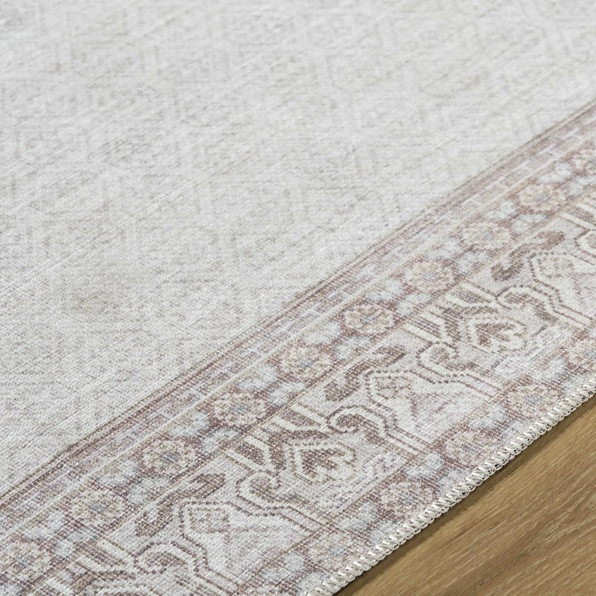 Rainier Cottage Border Brown Washable Rug | Our PNW Home X Livabliss by Boutique Rugs