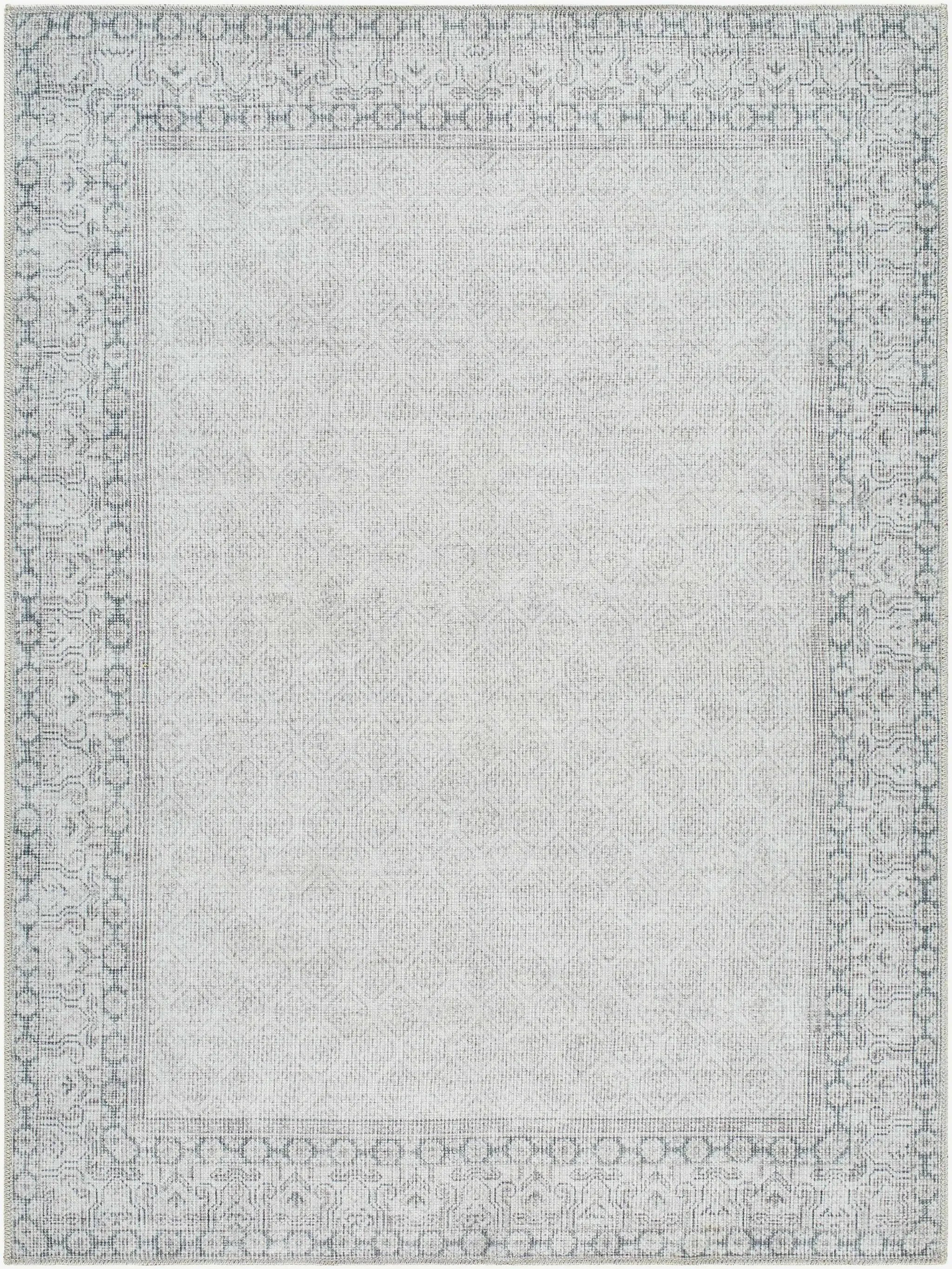 Rainier Cottage Border Gray Washable Rug | Our PNW Home X Livabliss by Boutique Rugs