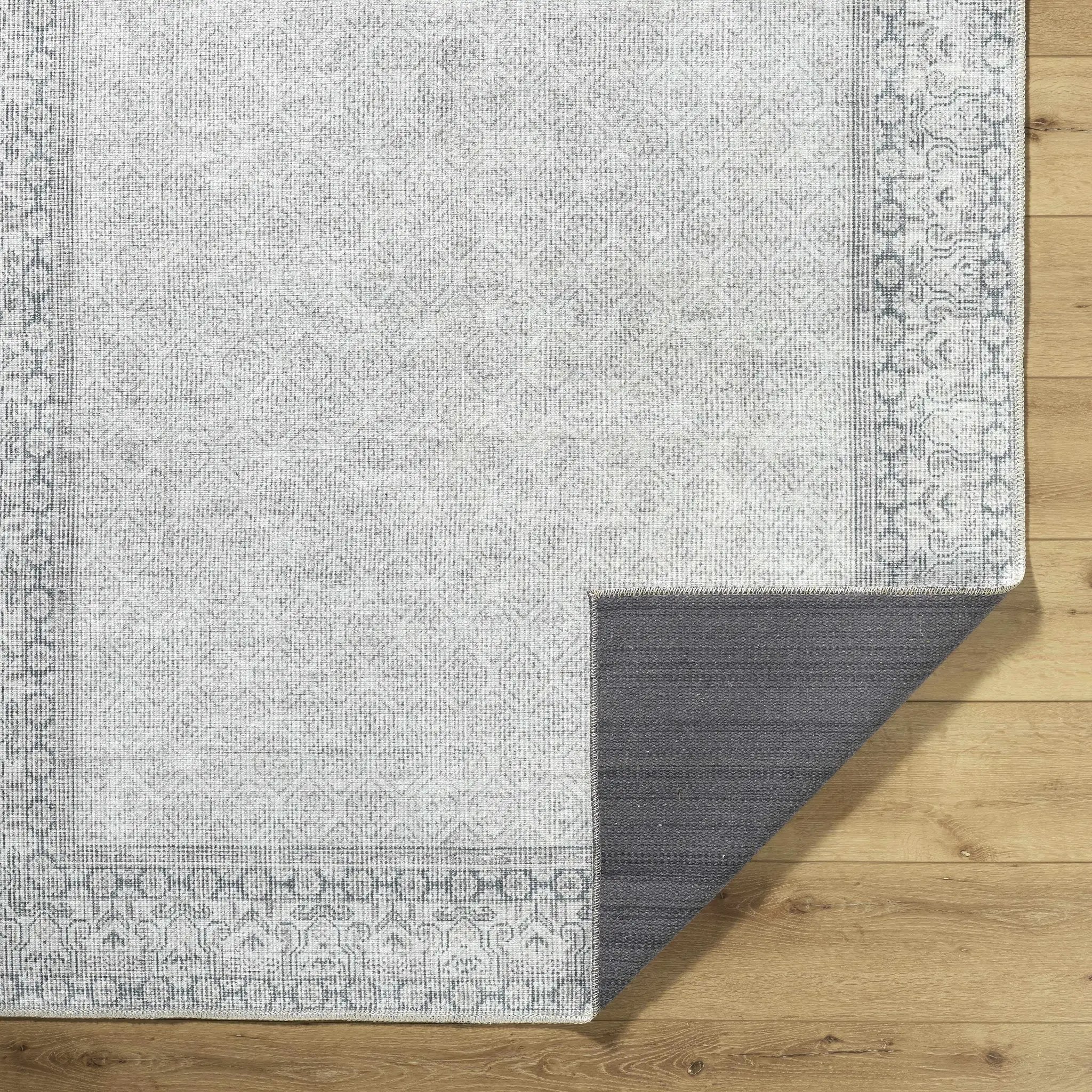 Rainier Cottage Border Gray Washable Rug | Our PNW Home X Livabliss by Boutique Rugs