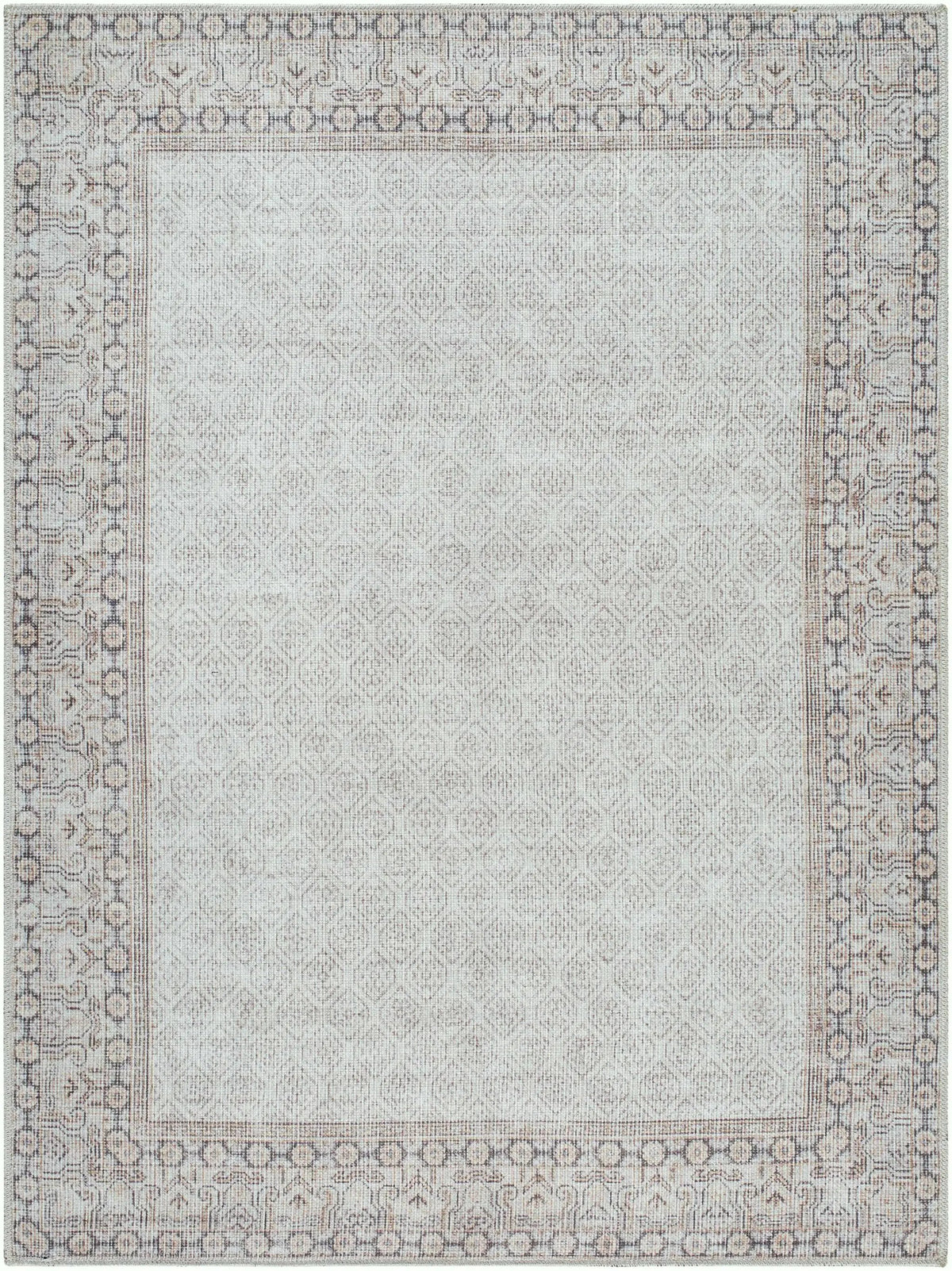Rainier Cottage Border Beige Washable Rug | Our PNW Home X Livabliss