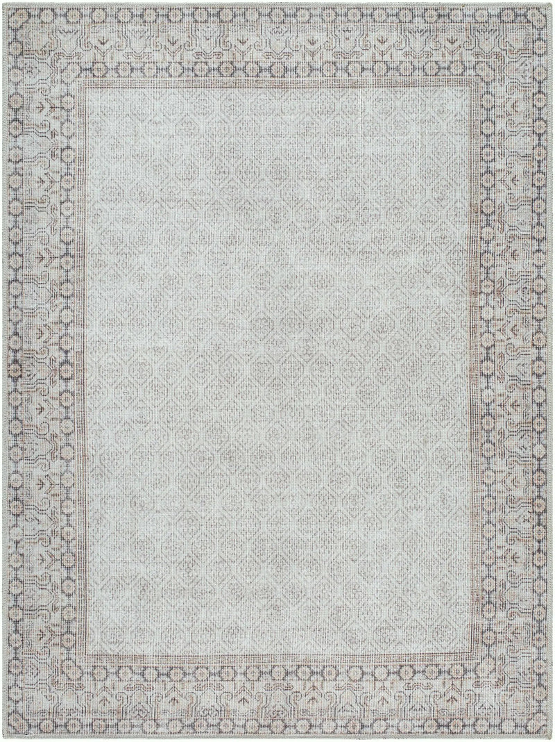 Rainier Cottage Border Beige Washable Rug | Our PNW Home X Livabliss by Boutique Rugs