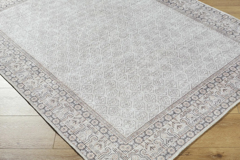 Rainier Cottage Border Beige Washable Rug | Our PNW Home X Livabliss by Boutique Rugs