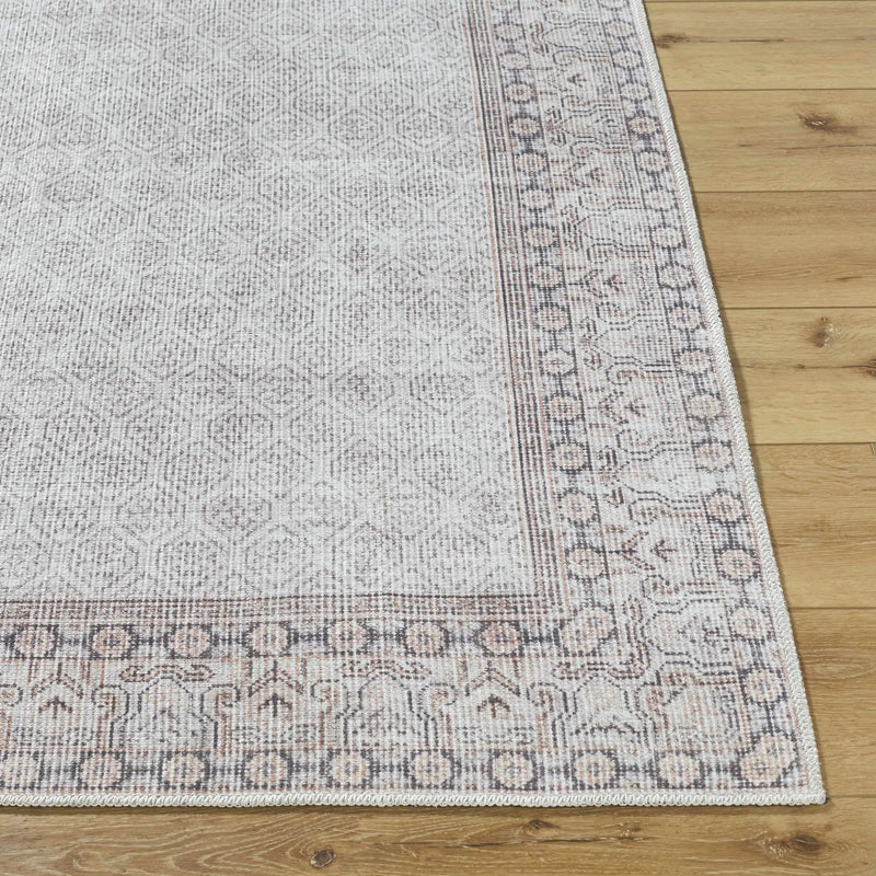 Rainier Cottage Border Beige Washable Rug | Our PNW Home X Livabliss by Boutique Rugs