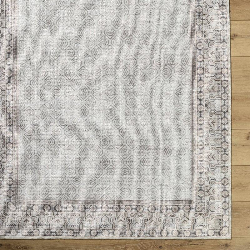 Rainier Cottage Border Beige Washable Rug | Our PNW Home X Livabliss by Boutique Rugs