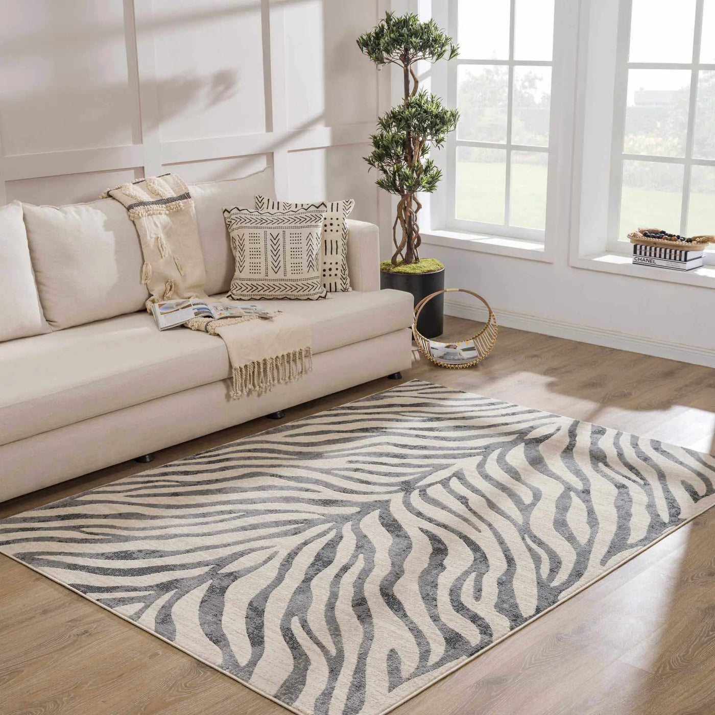 Gray Ecorse Zebra Print Area Rug by Boutique Rugs