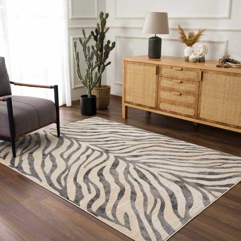 Gray Ecorse Zebra Print Area Rug by Boutique Rugs