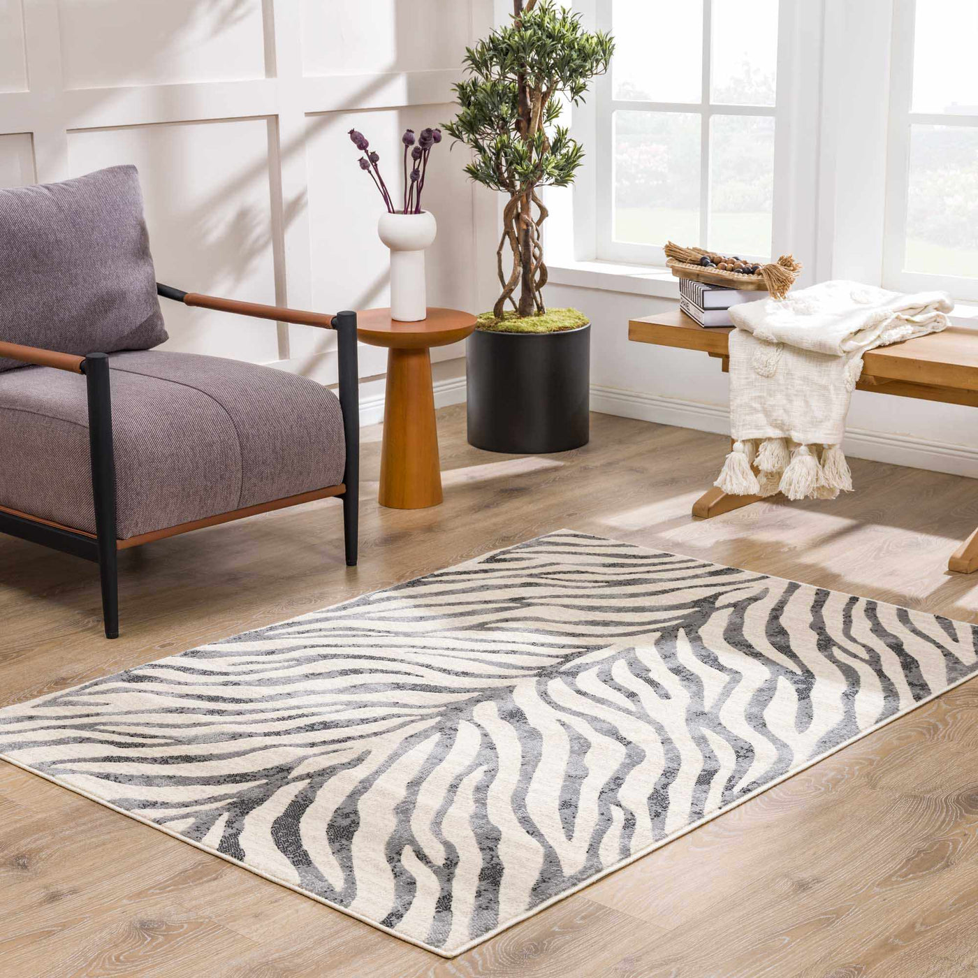 Gray Ecorse Zebra Print Area Rug by Boutique Rugs