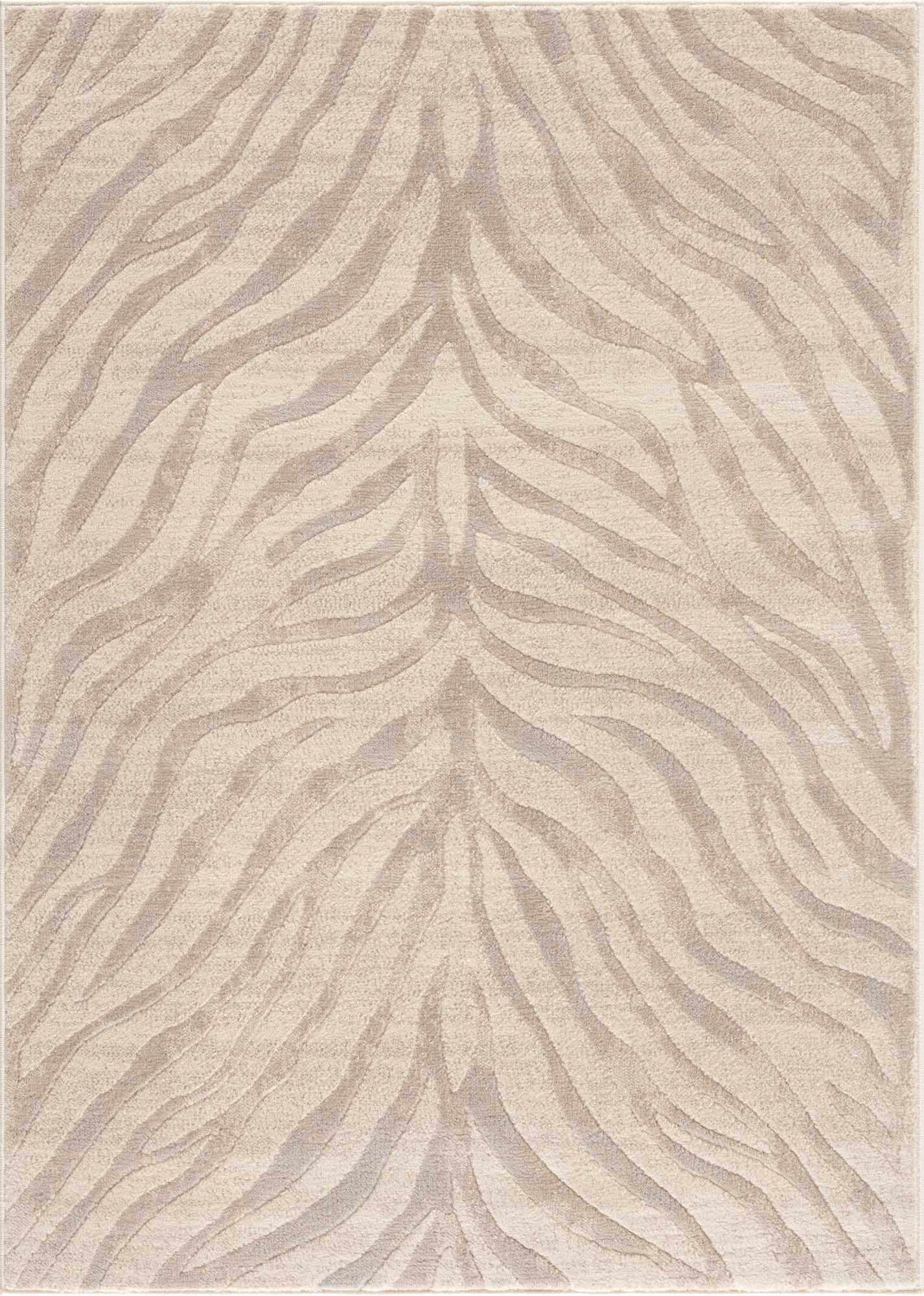 Beige Manteca Zebra Print Area Rug by Hauteloom