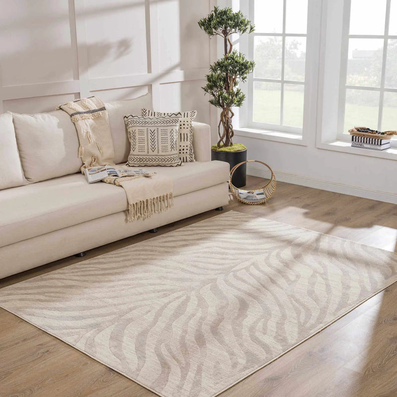 Beige Manteca Zebra Print Area Rug by Hauteloom