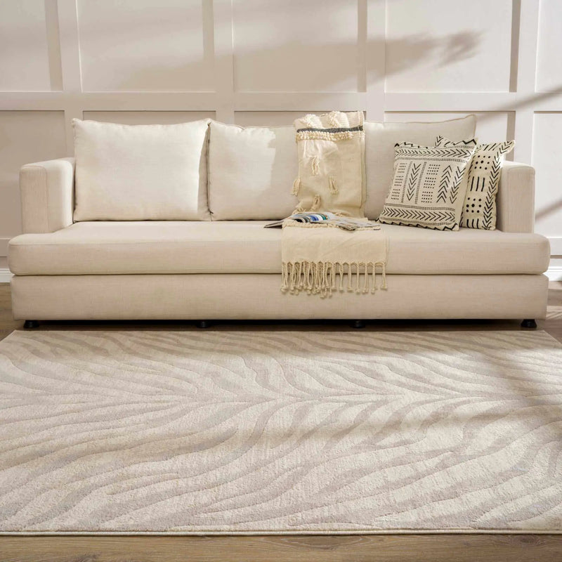 Beige Manteca Zebra Print Area Rug by Hauteloom
