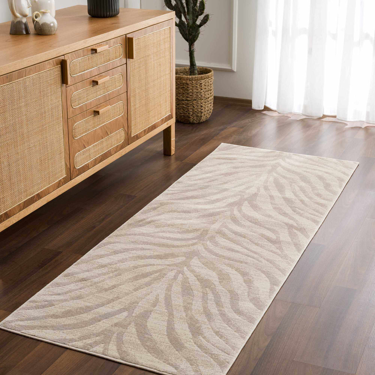 Beige Manteca Zebra Print Area Rug, installed in a room 3