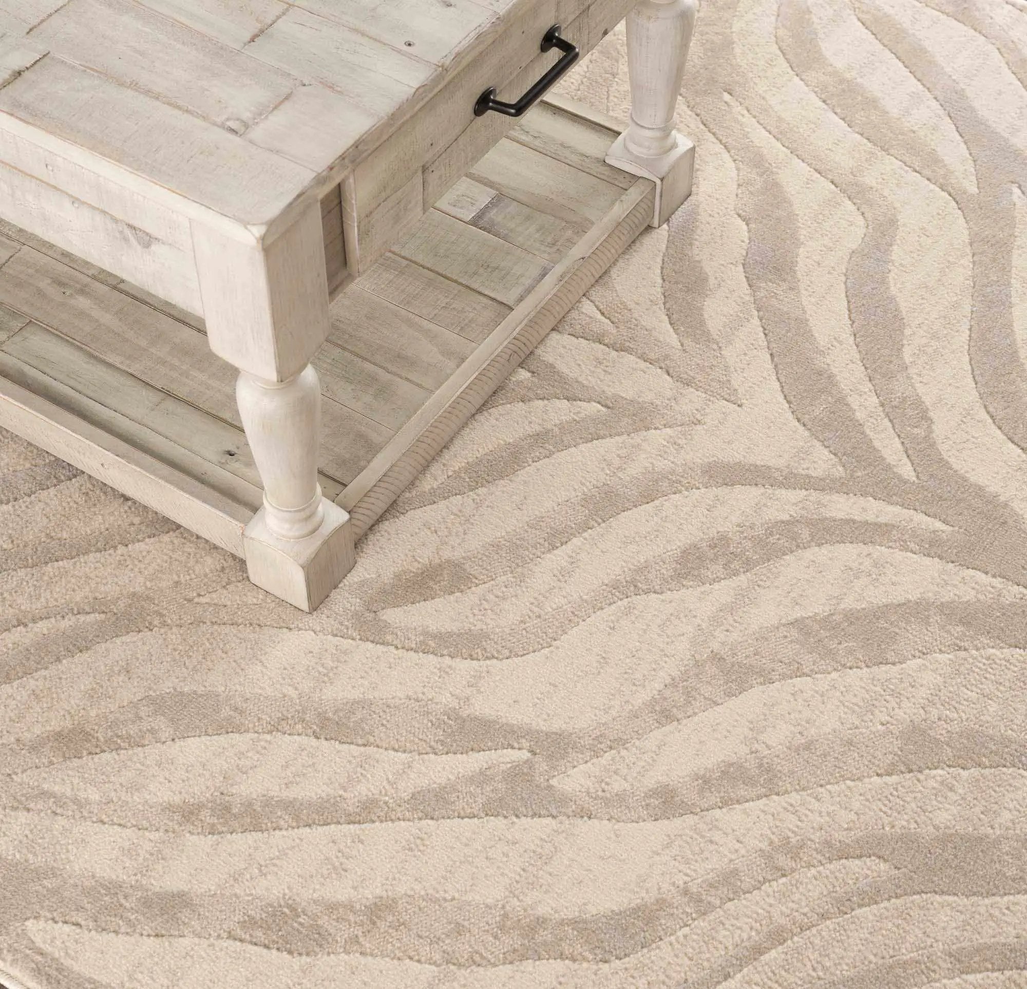 Beige Manteca Zebra Print Area Rug by Hauteloom