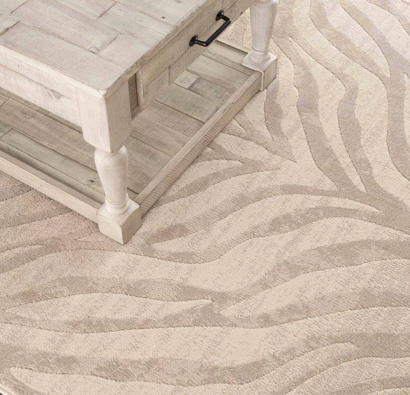 Beige Manteca Zebra Print Area Rug by Hauteloom