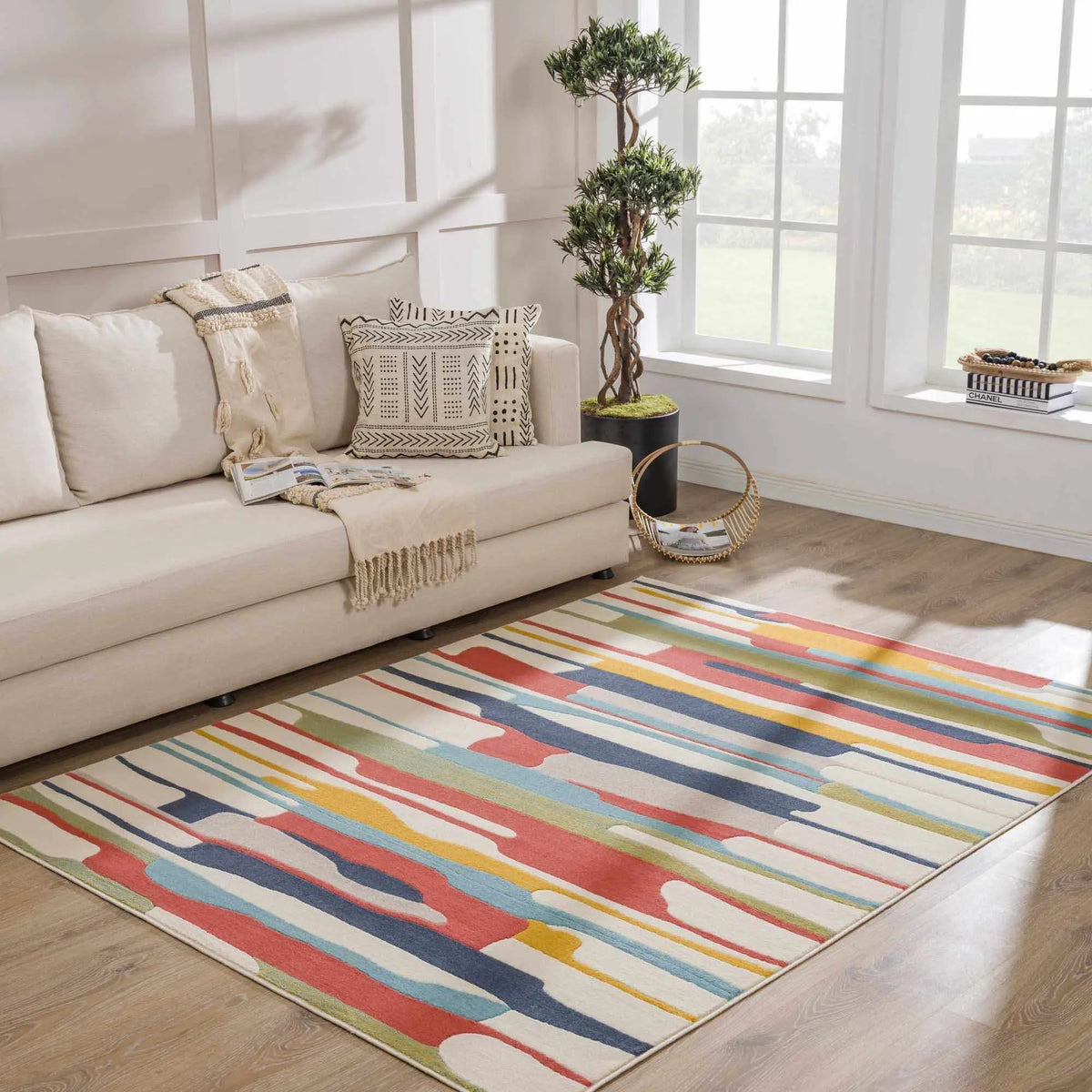 Southfields Colorful Modern Area Carpet, installed in a room
