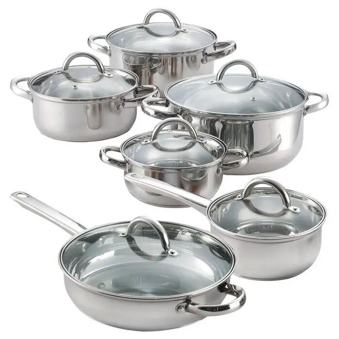 12 Piece Cool Touch Stainless Steel Cookware Set by HomePacific