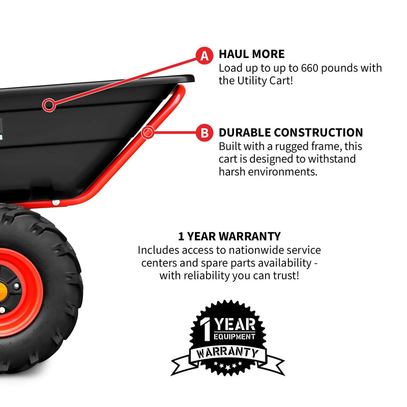 Heavy Duty Electric Utility Cart 40V Battery-Powered Wheelbarrow 660-lb. Bucket Capacity by Tomahawk Power