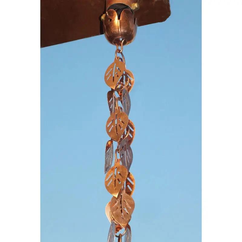 Pure Copper 8.5 Ft Leaves Rain Chain Rainwater Downspout by HomePacific
