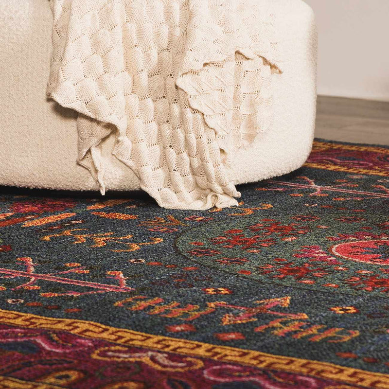 Cleveland Colorful Traditional Area Rug - Teal, Aqua, Navy by Boutique Rugs