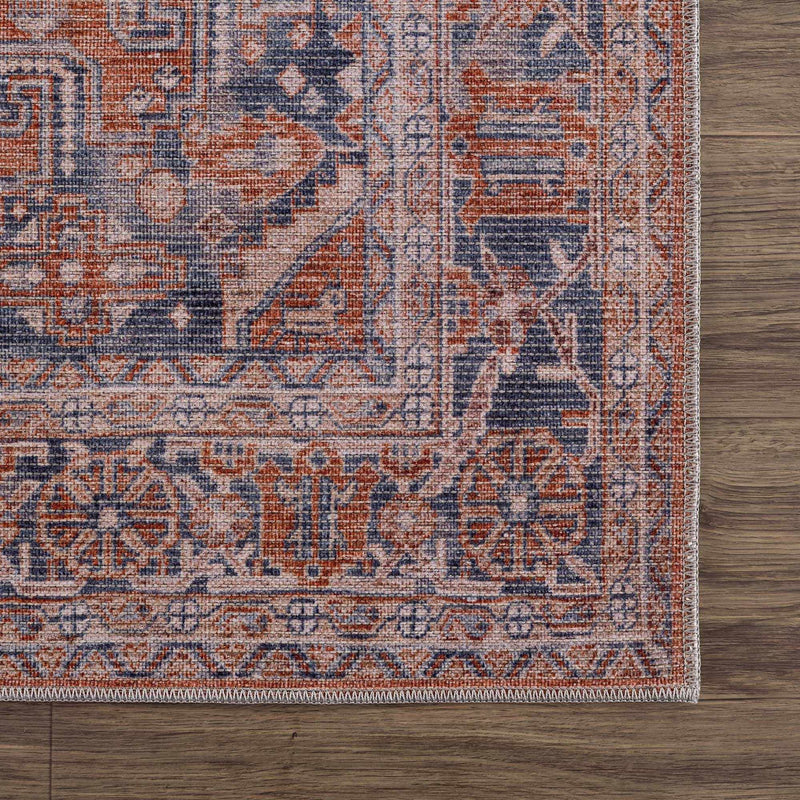 Burnt Orange Taber Medallion Washable Area Rug by Hauteloom