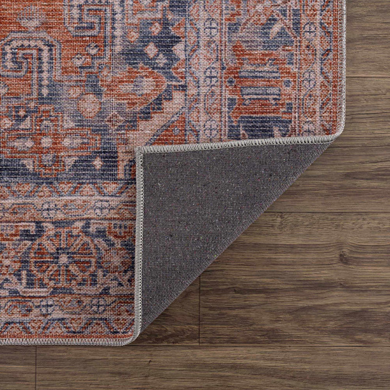 Burnt Orange Taber Medallion Washable Area Rug by Hauteloom