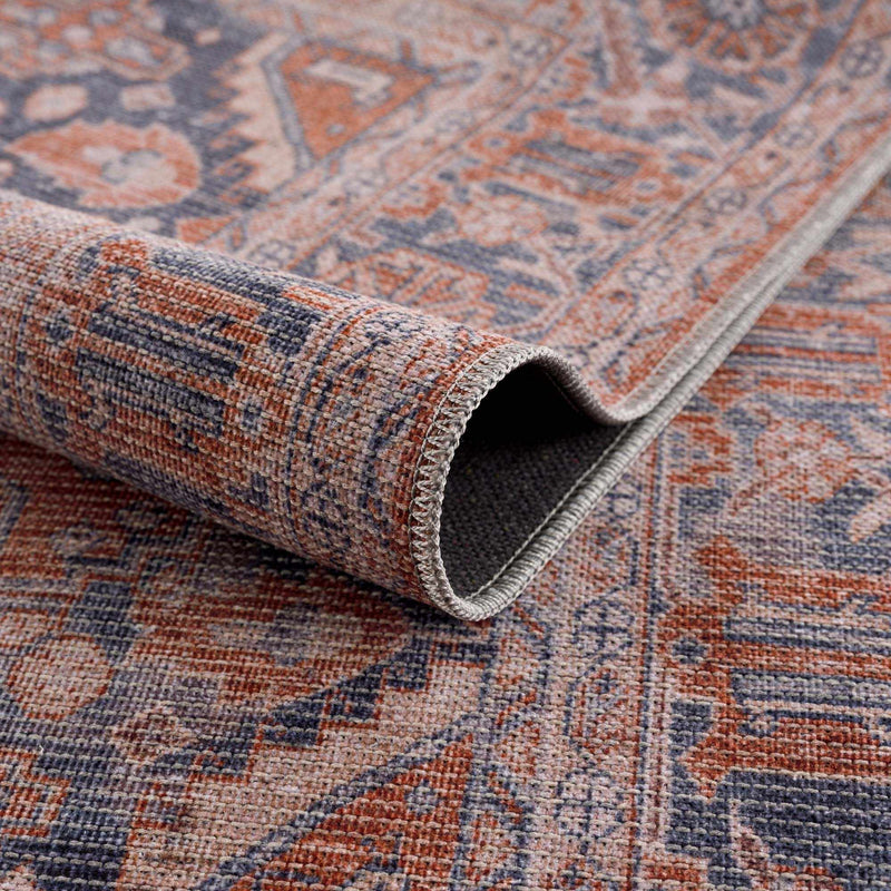 Burnt Orange Taber Medallion Washable Area Rug by Hauteloom