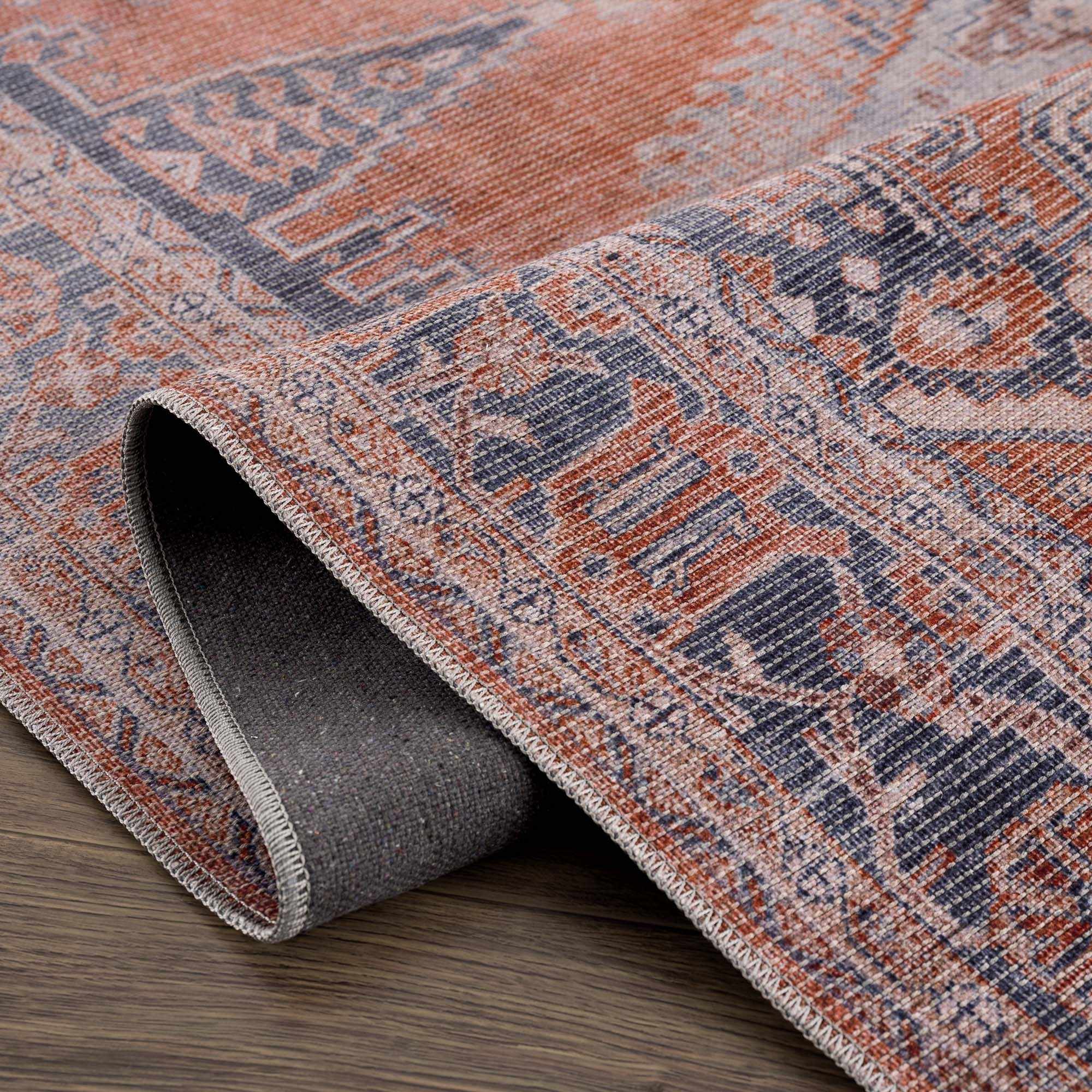 Burnt Orange Taber Medallion Washable Area Rug by Hauteloom