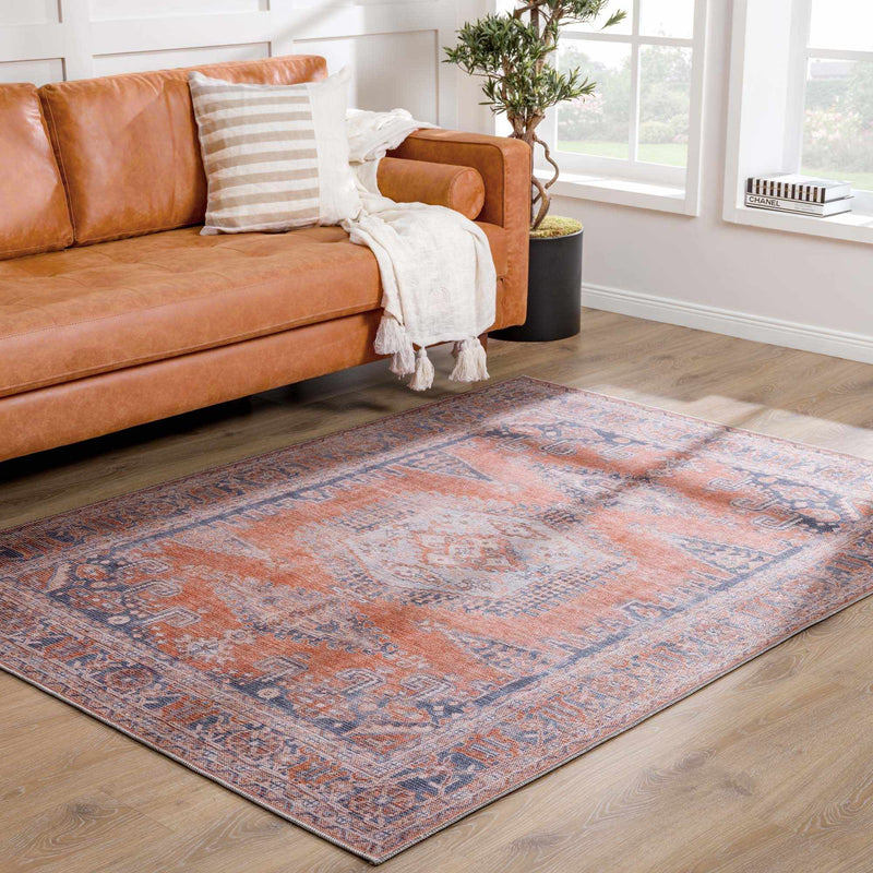 Burnt Orange Taber Medallion Washable Area Rug by Hauteloom