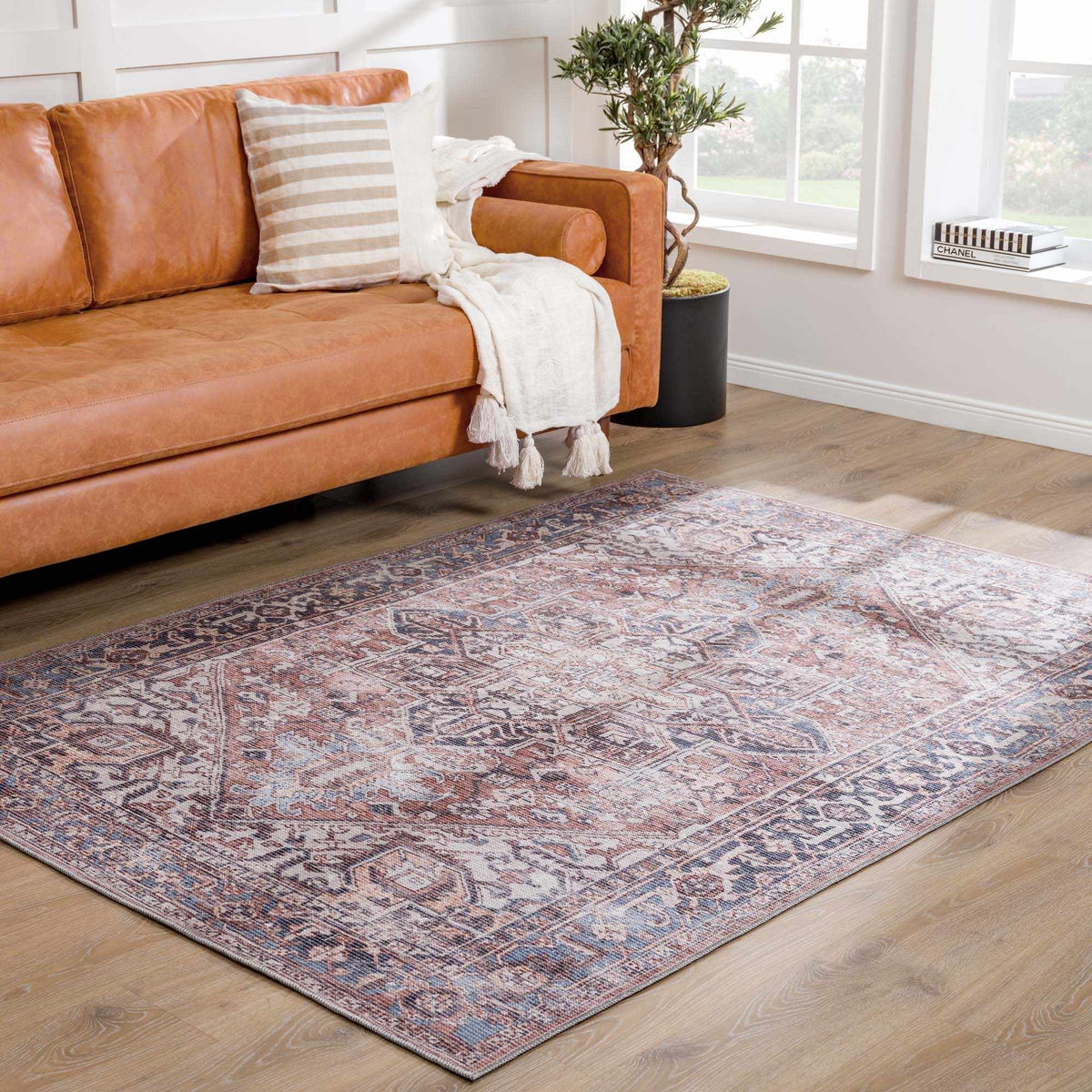Viho Vintage Flat Pile Washable Rug - Clearance, installed in a room 2