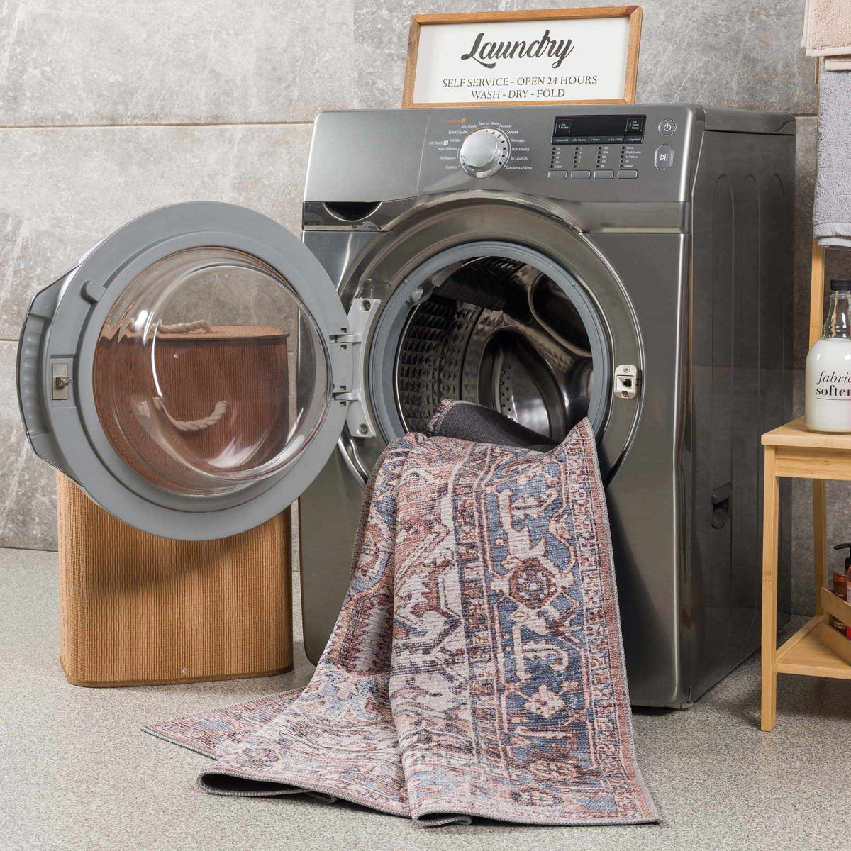 Viho Vintage Flat Pile Washable Rug - Clearance, installed in a room 3