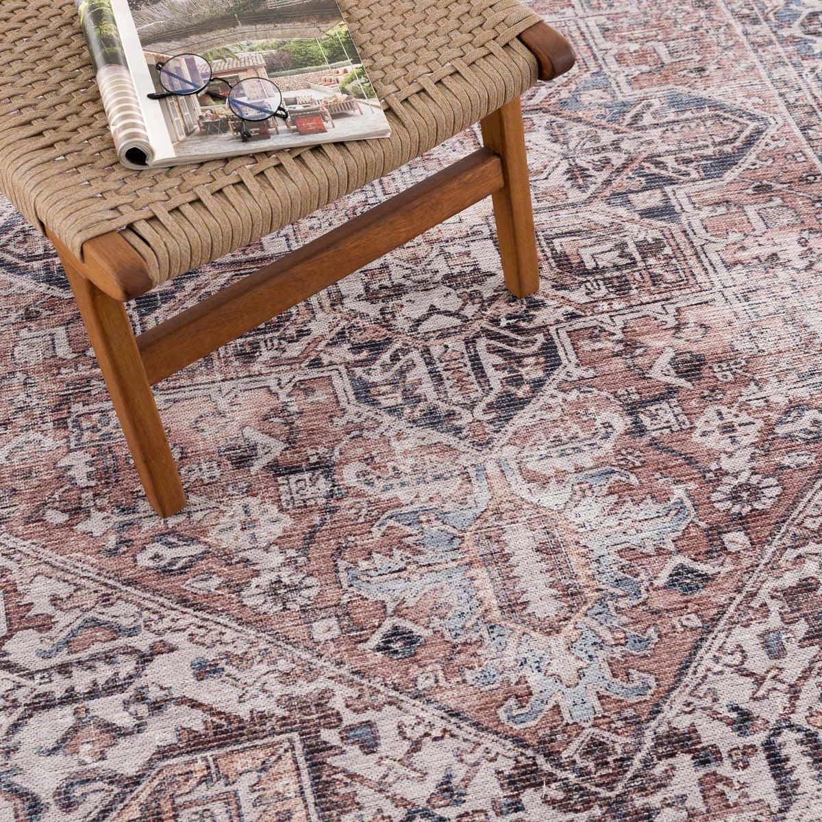 Viho Vintage Flat Pile Washable Rug - Clearance, photo 5 of 12
