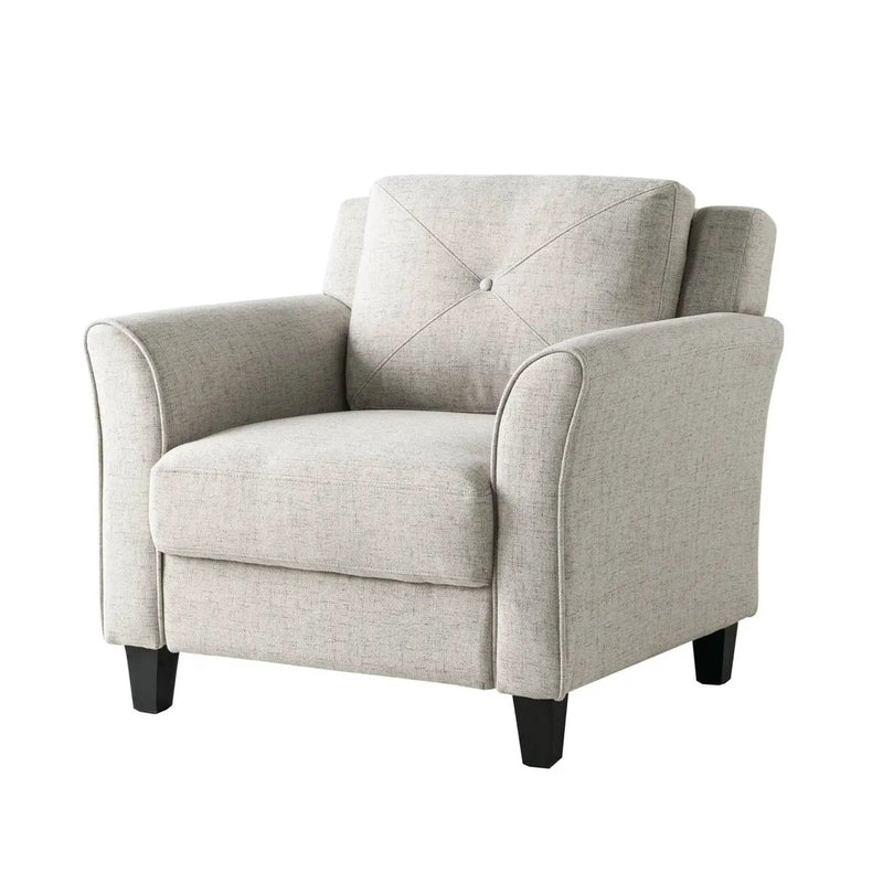 Cream Microfiber Upholstered Chair Armchair with Button Tufted Back Cushion by HomePacific