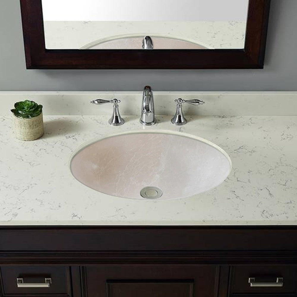 Botticino Marble Natural Stone Oval Vessel Sink - Honed Finish 16x20.5x6 Inches by GobekDesign