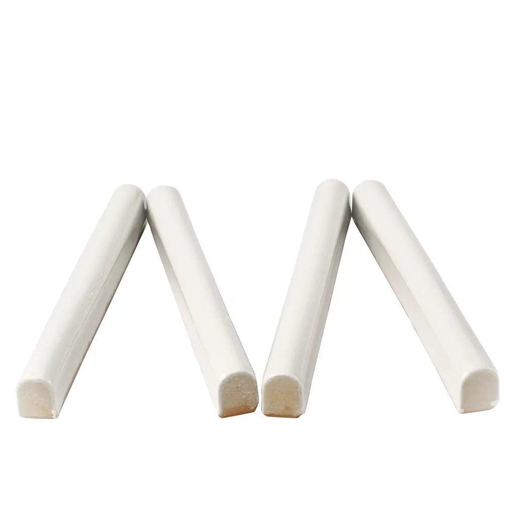White 0.6x6 Glossy Ceramic Pencil Tile Trim (10 pack, 0.25 sq ft/case) by Apollo Tile