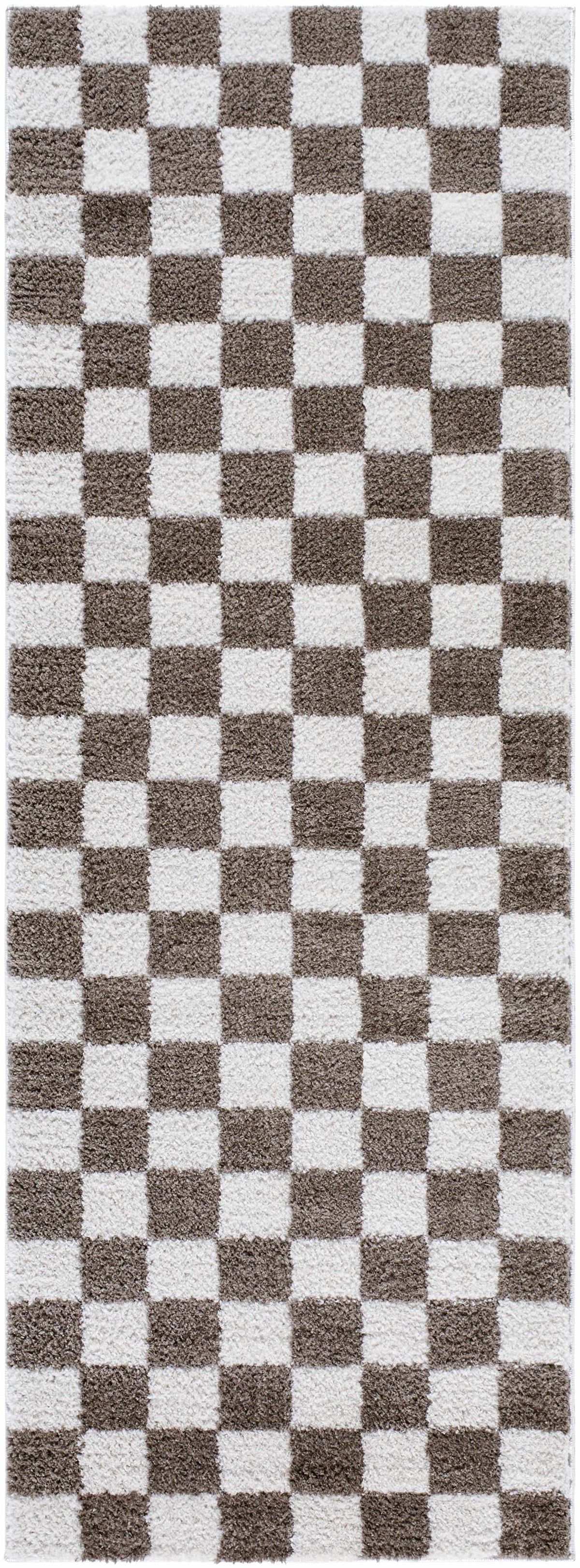 Canika Brown Washable Checkered Area Rug, photo 7 of 13