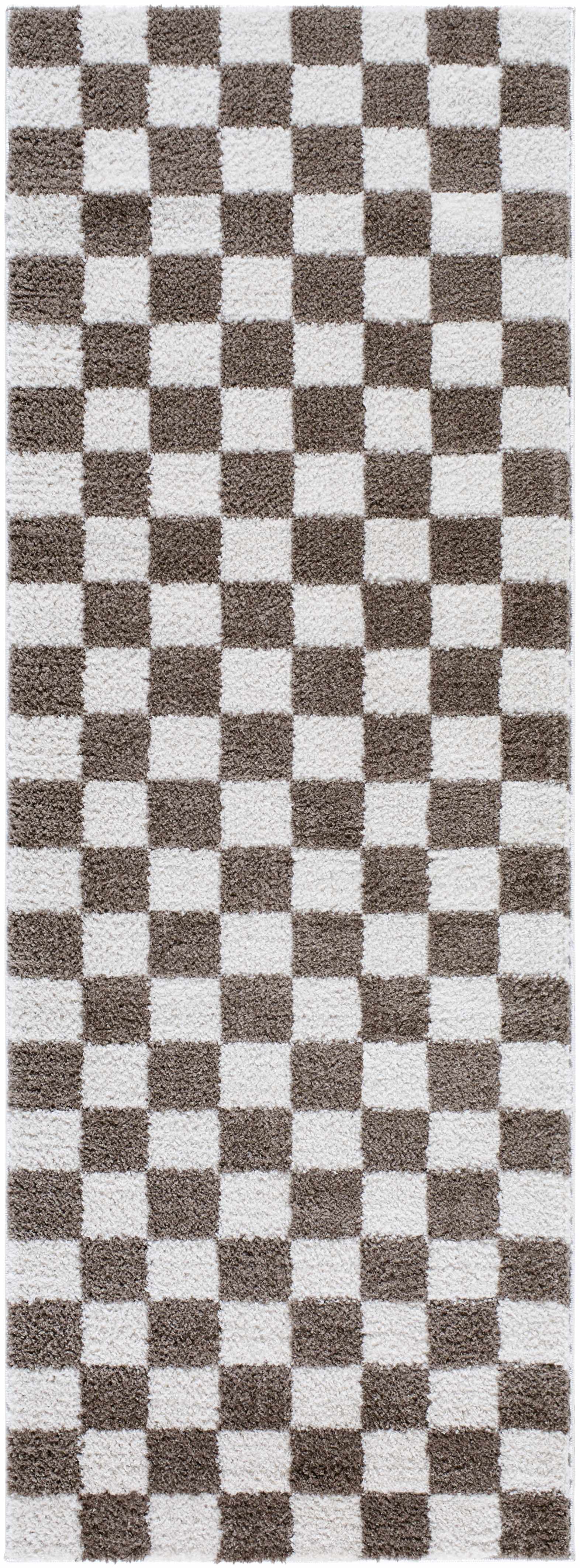 Canika Brown Washable Checkered Area Rug by Boutique Rugs