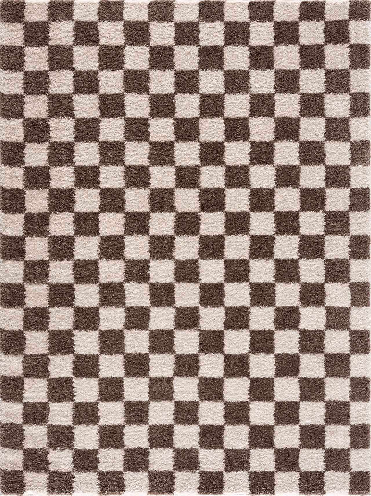 Canika Brown Washable Checkered Area Rug by Boutique Rugs