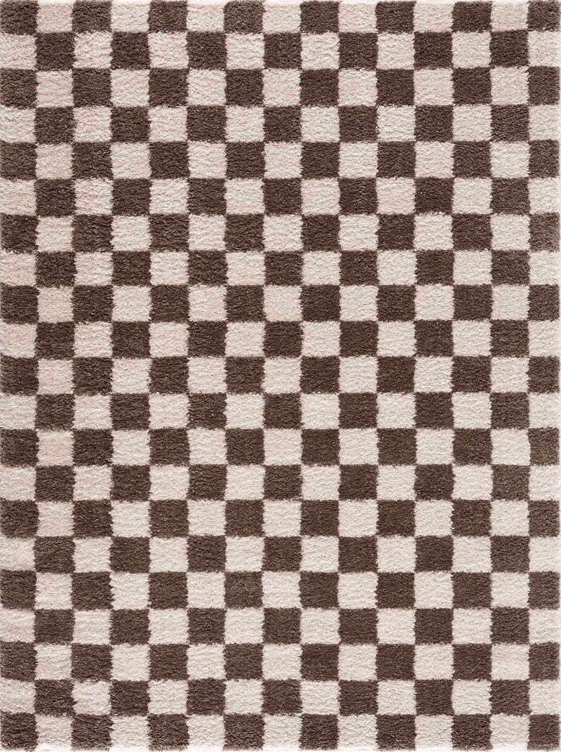 Canika Brown Washable Checkered Area Rug by Boutique Rugs