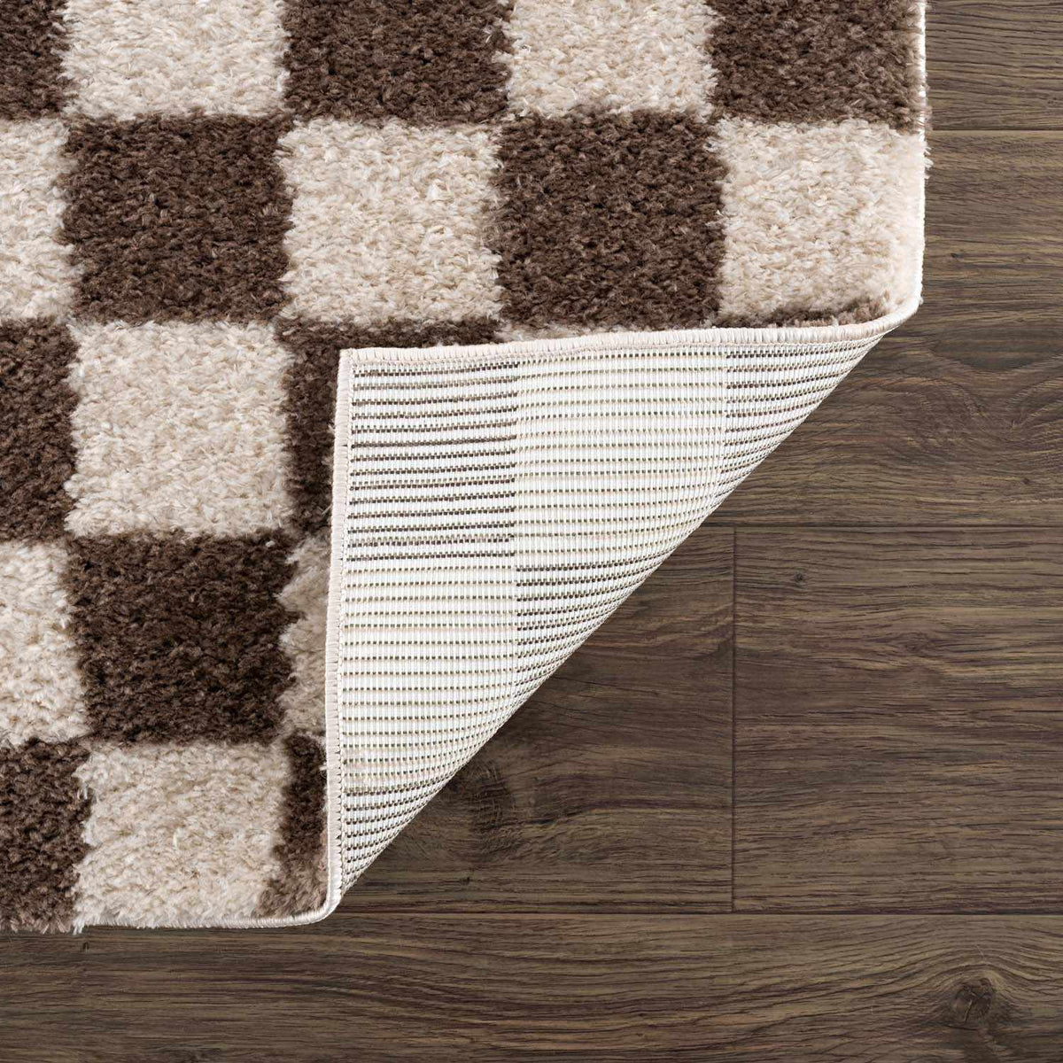 Canika Brown Washable Checkered Area Rug, photo 8 of 13