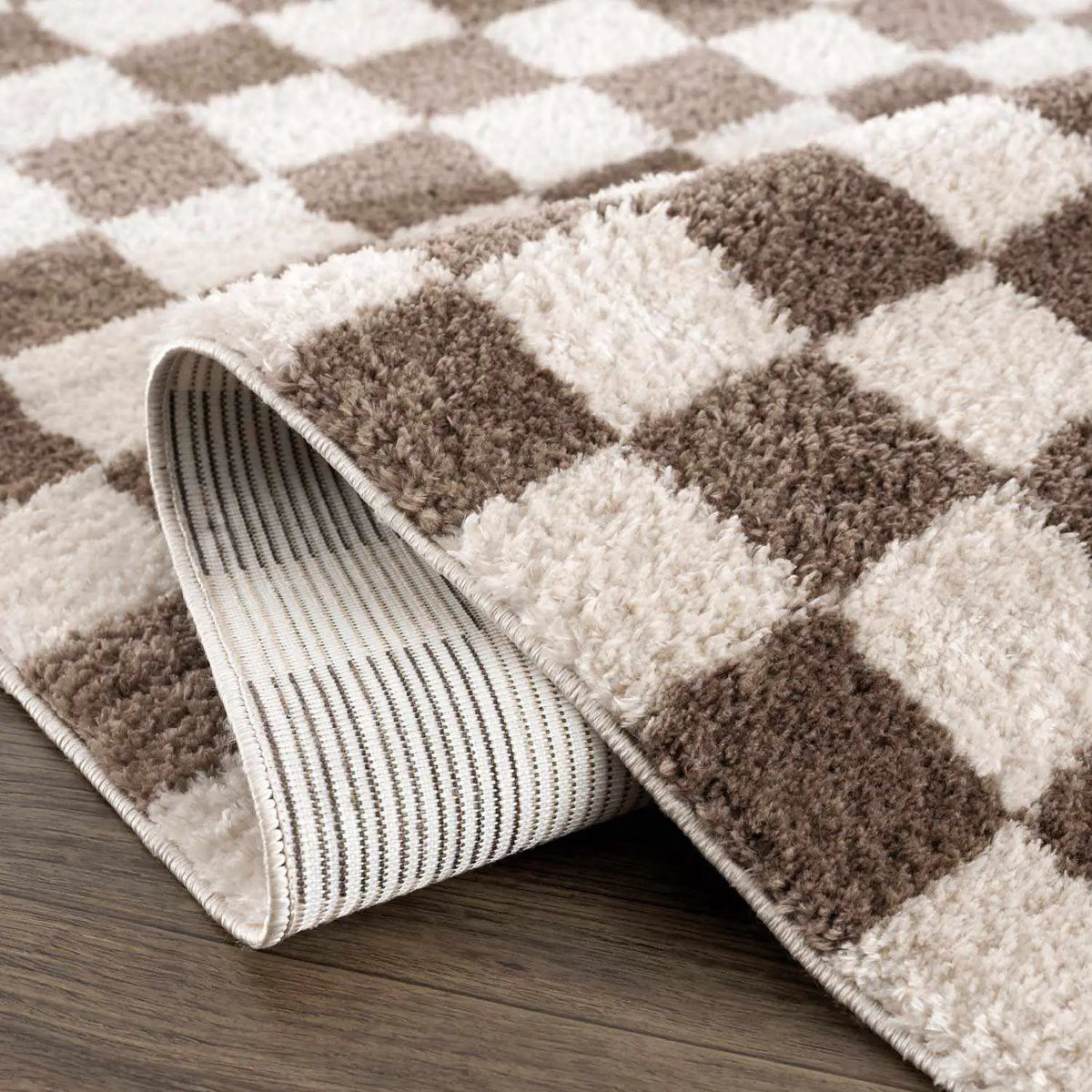 Canika Brown Washable Checkered Area Rug, photo 11 of 13