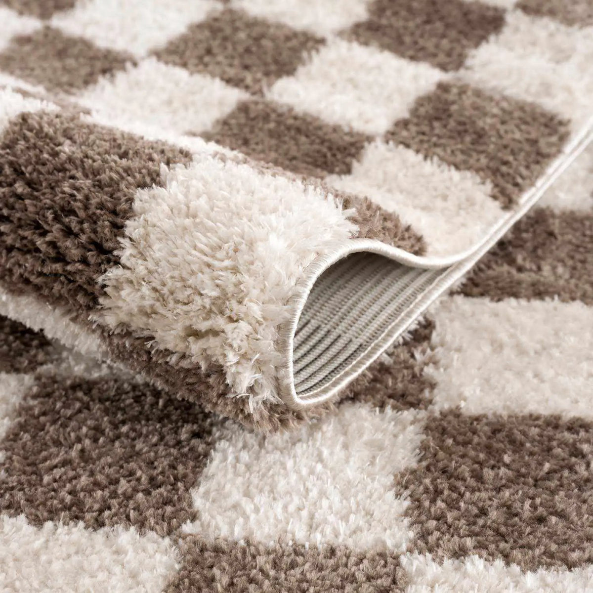 Canika Brown Washable Checkered Area Rug, photo 5 of 13
