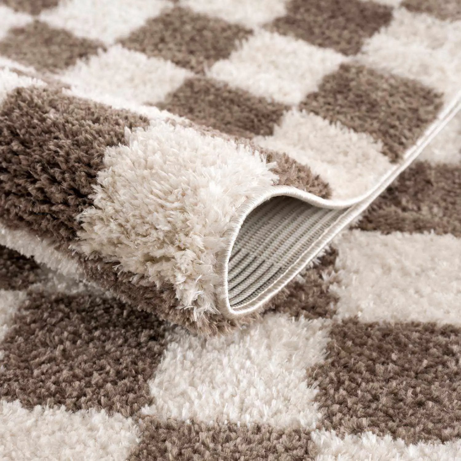 Canika Brown Washable Checkered Area Rug by Boutique Rugs