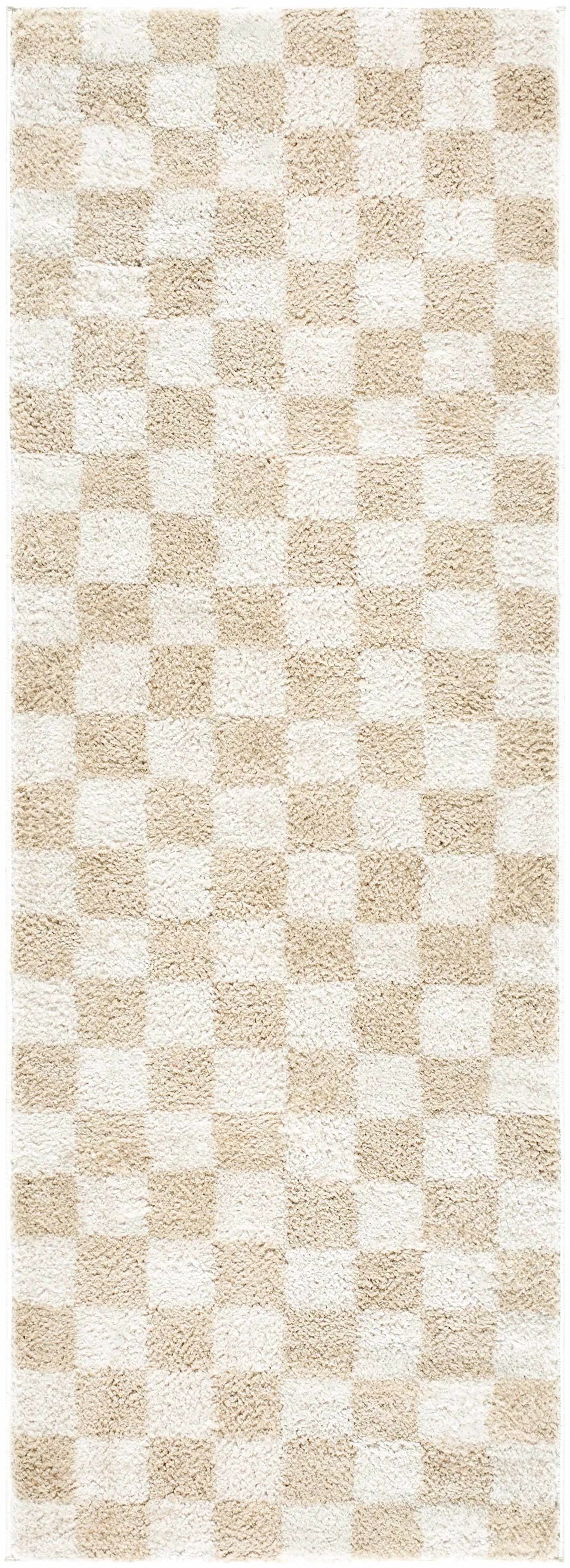 Canika Checkered Cream Washable Area Rug, photo 7 of 14