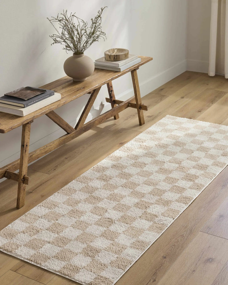Canika Checkered Cream Washable Area Rug by Boutique Rugs