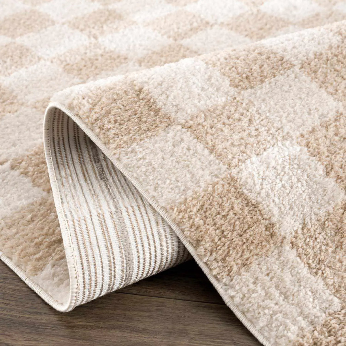 Canika Checkered Cream Washable Area Rug, photo 10 of 14