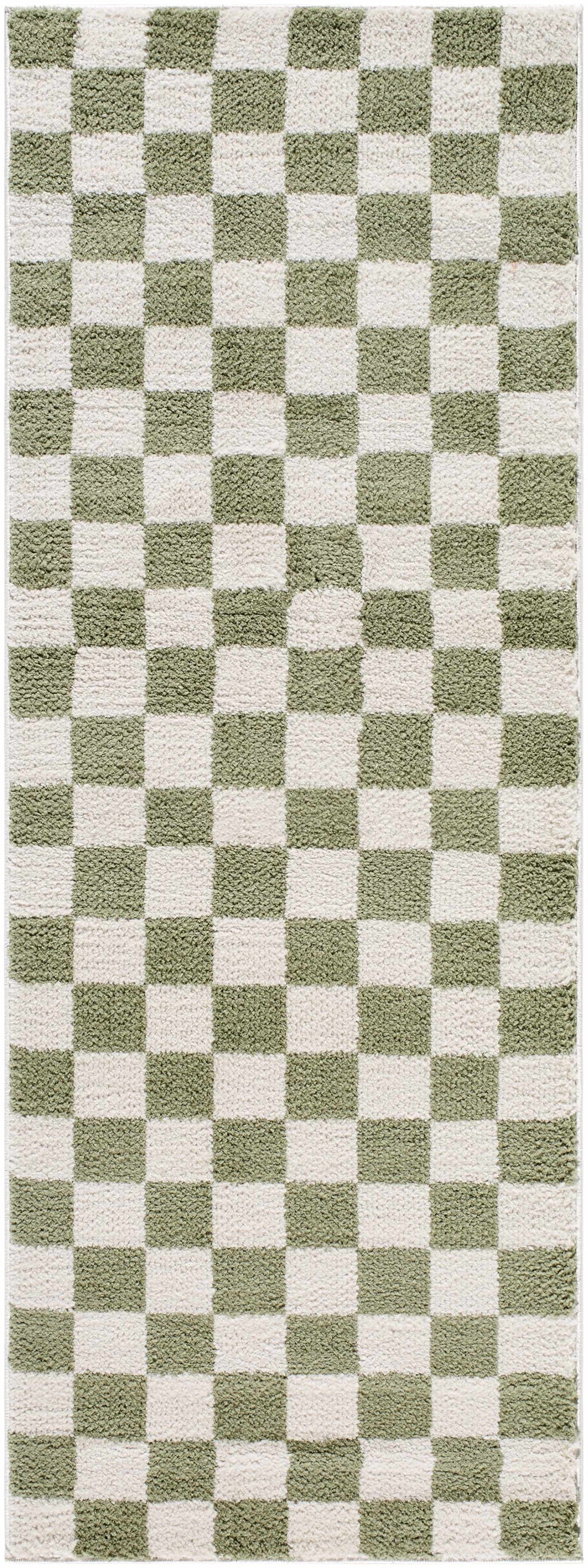 Canika Green Checkered Washable Plush Rug, photo 11 of 14