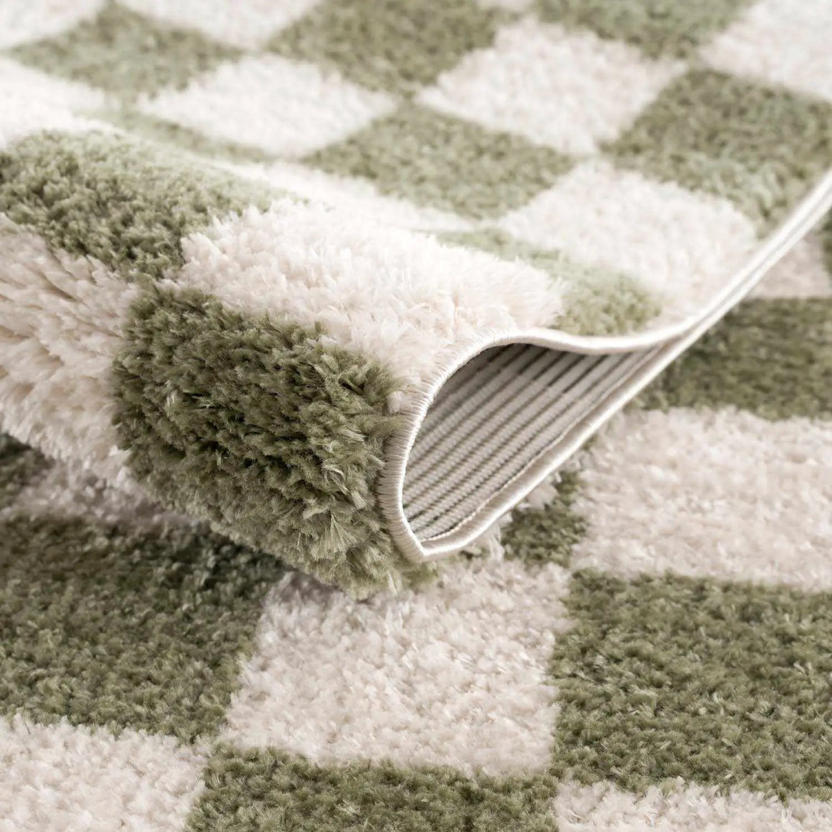 Canika Green Checkered Washable Plush Rug, photo 7 of 14